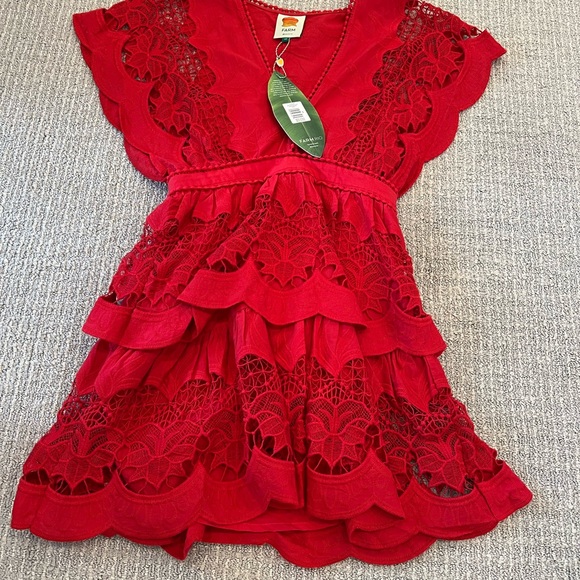 FARM Rio Red Richilieur Mini Dress XS - Picture 6 of 11